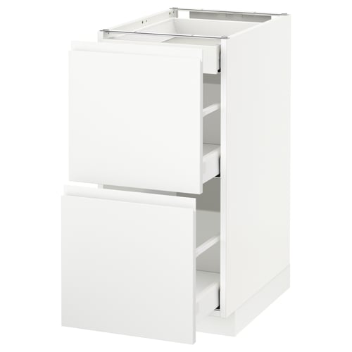 METOD kitchen unit in white with minimalist design and integrated handles.