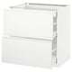 METOD Base cab with 2 fronts/3 drawers, white Maximera/Voxtorp matt white, 80x60x80 cm