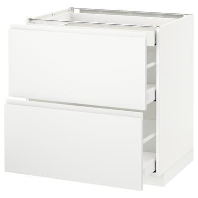 METOD Base cab with 2 fronts/3 drawers, white Maximera/Voxtorp matt white, 80x60x80 cm