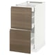 METOD Base cab with 2 fronts/3 drawers, white Maximera/Voxtorp walnut, 40x60x80 cm