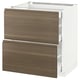 METOD Base cab with 2 fronts/3 drawers, white Maximera/Voxtorp walnut, 75x60x80 cm