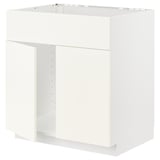 METOD Base cabinet f sink w 2 doors/front, white/Vallstena white, 80x60x80 cm