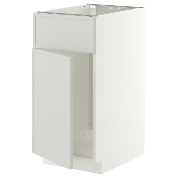 METOD Base cabinet f sink w door/front, white/Aspudden light grey, 40x60x80 cm