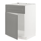 METOD Base cabinet f sink w door/front, white/Bodbyn grey, 60x60x80 cm