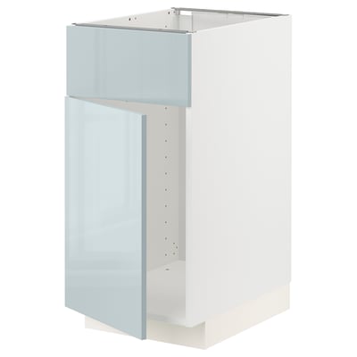 METOD Base cabinet f sink w door/front, white/Kallarp light grey-blue, 40x60x80 cm