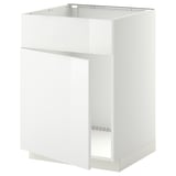 METOD Base cabinet f sink w door/front, white/Ringhult white, 60x60x80 cm
