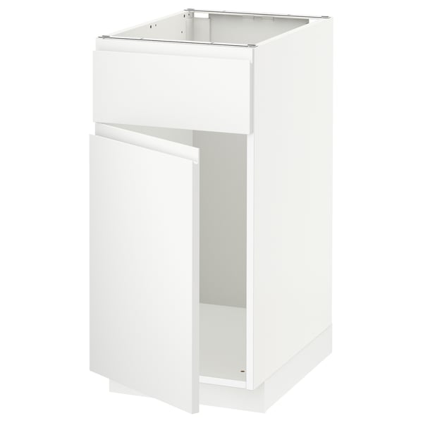 METOD Base cabinet f sink w door/front, white/Voxtorp matt white, 40x60x80 cm
