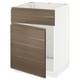 METOD Base cabinet f sink w door/front, white/Voxtorp walnut effect, 60x60x80 cm