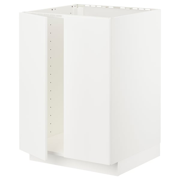 METOD Base cabinet for sink + 2 doors, white/Veddinge white, 60x60x80 cm