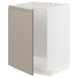 METOD Base cabinet for sink, white/Upplöv matt dark beige, 60x60x80 cm