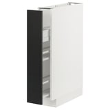 METOD Base cabinet/pull-out int fittings, white Askersund/dark brown ash effect, 15x60x80 cm
