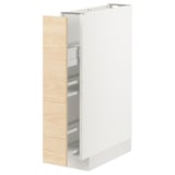 METOD Base cabinet/pull-out int fittings, white/Askersund light ash effect, 15x60x80 cm