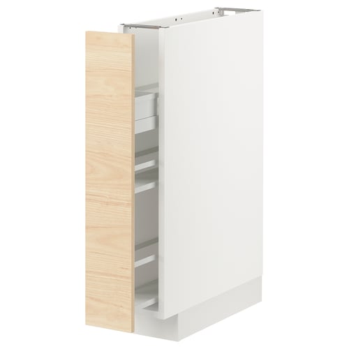 White METOD kitchen cabinet with light ash drawer, modern minimalist design.