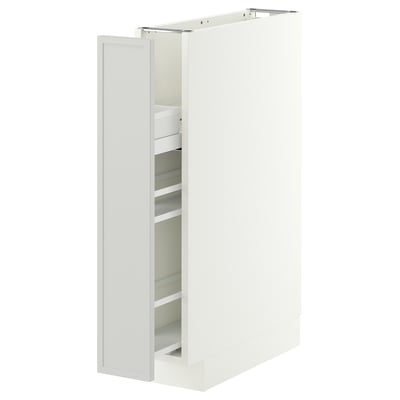 METOD Base cabinet/pull-out int fittings, white/Aspudden light grey, 15x60x80 cm