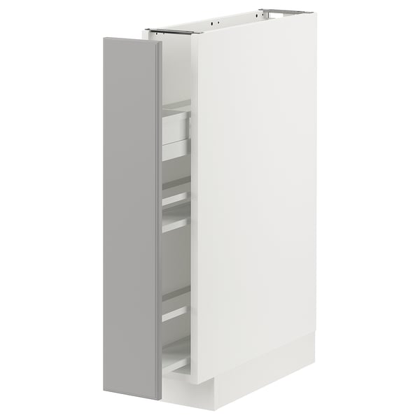 METOD Base cabinet/pull-out int fittings, white/Bodbyn grey, 15x60x80 cm
