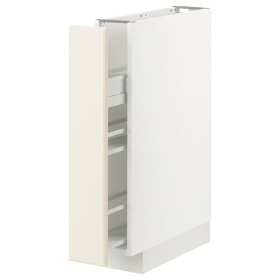 METOD Base cabinet/pull-out int fittings, white/Bodbyn off-white, 15x60x80 cm