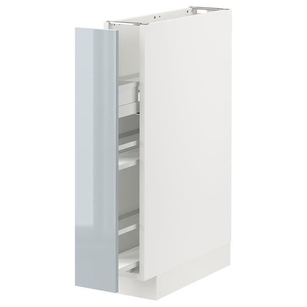 METOD Base cabinet/pull-out int fittings, white/Kallarp light grey-blue, 15x60x80 cm