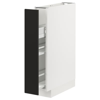 METOD Base cabinet/pull-out int fittings, white/Nickebo matt anthracite, 15x60x80 cm