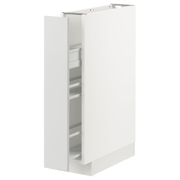 METOD Base cabinet/pull-out int fittings, white/Ringhult light grey, 15x60x80 cm