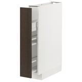 METOD Base cabinet/pull-out int fittings, white/Sinarp brown, 15x60x80 cm