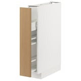 METOD Base cabinet/pull-out int fittings, white/Vedhamn oak, 15x60x80 cm