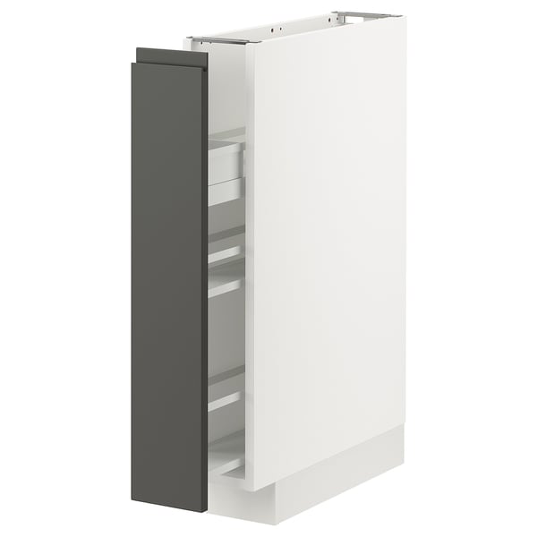 METOD Base cabinet/pull-out int fittings, white/Voxtorp dark grey, 15x60x80 cm