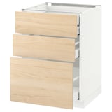 METOD Base cabinet w 3 fronts/4 drawers, white Maximera/Askersund light ash effect, 60x60x80 cm