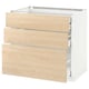 METOD Base cabinet w 3 fronts/4 drawers, white Maximera/Askersund light ash effect, 90x60x80 cm