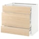 METOD Base cabinet w 3 fronts/4 drawers, white Maximera/Askersund light ash effect, 90x60x80 cm