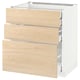 METOD Base cabinet w 3 fronts/4 drawers, white Maximera/Askersund light ash effect, 75x60x80 cm