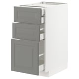 METOD Base cabinet w 3 fronts/4 drawers, white Maximera/Bodbyn grey, 40x60x80 cm