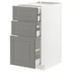 METOD Base cabinet w 3 fronts/4 drawers, white Maximera/Bodbyn grey, 40x60x80 cm