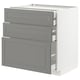 METOD Base cabinet w 3 fronts/4 drawers, white Maximera/Bodbyn grey, 80x60x80 cm