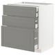 METOD Base cabinet w 3 fronts/4 drawers, white Maximera/Bodbyn grey, 75x60x80 cm