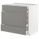 METOD Base cabinet w 3 fronts/4 drawers, white Maximera/Bodbyn grey, 90x60x80 cm