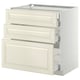 METOD Base cabinet w 3 fronts/4 drawers, white Maximera/Bodbyn off-white, 80x60x80 cm