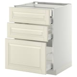 METOD Base cabinet w 3 fronts/4 drawers, white Maximera/Bodbyn off-white, 60x60x80 cm