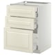 METOD Base cabinet w 3 fronts/4 drawers, white Maximera/Bodbyn off-white, 60x60x80 cm