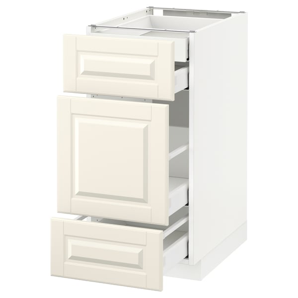 METOD Base cabinet w 3 fronts/4 drawers, white Maximera/Bodbyn off-white, 40x60x80 cm