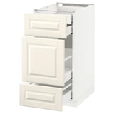METOD Base cabinet w 3 fronts/4 drawers, white Maximera/Bodbyn off-white, 40x60x80 cm