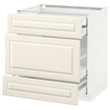 METOD Base cabinet w 3 fronts/4 drawers, white Maximera/Bodbyn off-white, 80x60x80 cm