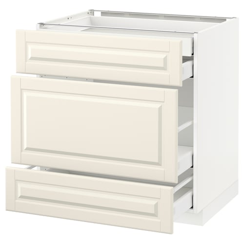 METOD kitchen unit, off-white, rectangular, three drawers, bevelled edges.