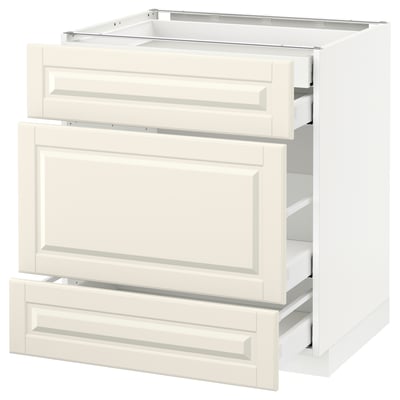 METOD Base cabinet w 3 fronts/4 drawers, white Maximera/Bodbyn off-white, 75x60x80 cm