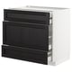 METOD Base cabinet w 3 fronts/4 drawers, white Maximera/Lerhyttan black stained, 90x60x80 cm