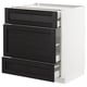 METOD Base cabinet w 3 fronts/4 drawers, white Maximera/Lerhyttan black stained, 75x60x80 cm