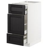 METOD Base cabinet w 3 fronts/4 drawers, white Maximera/Lerhyttan black stained, 40x60x80 cm