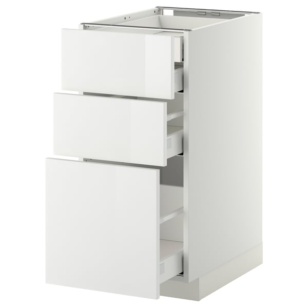 METOD Base cabinet w 3 fronts/4 drawers, white Maximera/Ringhult white, 40x60x80 cm