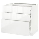 METOD Base cabinet w 3 fronts/4 drawers, white Maximera/Ringhult white, 90x60x80 cm