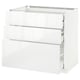 METOD Base cabinet w 3 fronts/4 drawers, white Maximera/Ringhult white, 90x60x80 cm
