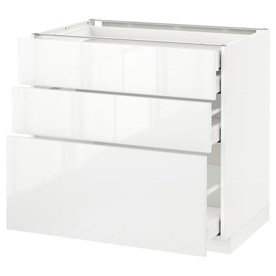 METOD Base cabinet w 3 fronts/4 drawers, white Maximera/Ringhult white, 90x60x80 cm